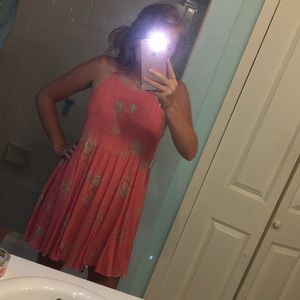 Cute and Simple Coral and Gold Dress